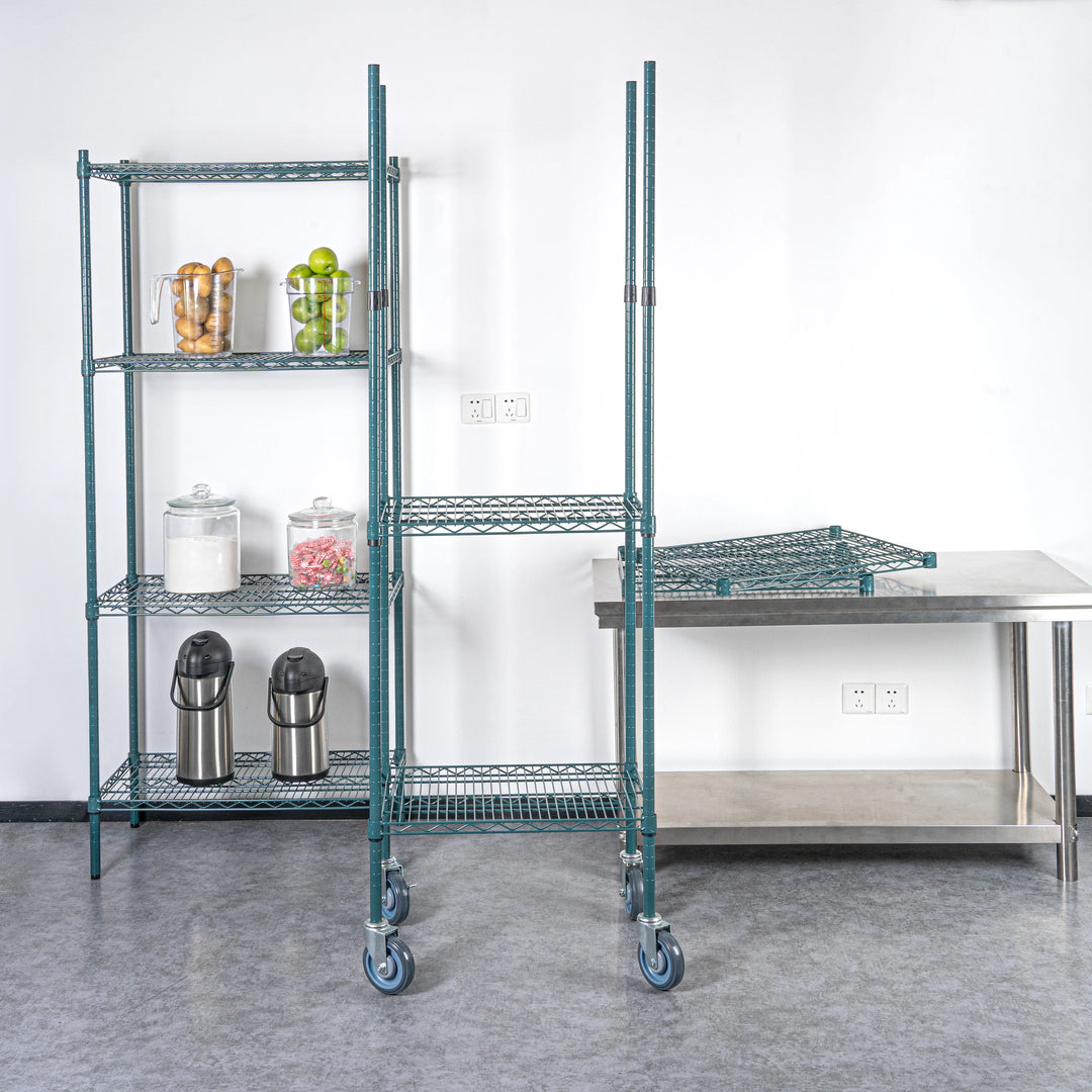 Restaurantware RW Base 74 Inch Green Epoxy Shelf Posts, Mobile, Corrosion-Resistant - Restaurant Equipment and Smallwares - Canadian Distribution - Ships Free Within Canada on Orders Above CAD $199
