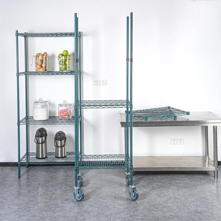 Restaurantware RW Base 74 Inch Green Epoxy Shelf Posts, Mobile, Corrosion-Resistant - Restaurant Equipment and Smallwares - Canadian Distribution - Ships Free Within Canada on Orders Above CAD $199