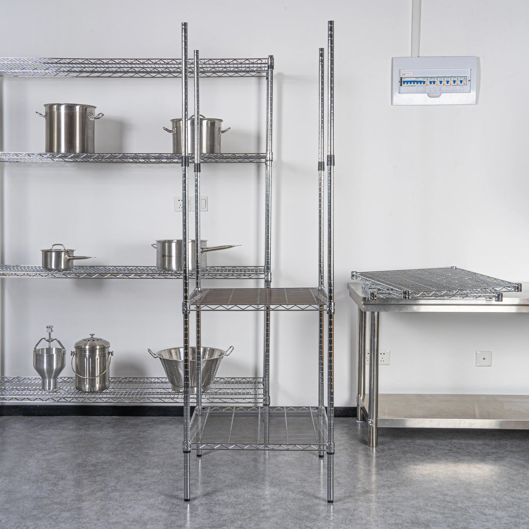 Restaurantware RW Base 74 Inch Chrome Shelf Posts, Stationary, with Leveling Foot - Restaurant Equipment and Smallwares - Canadian Distribution - Ships Free Within Canada on Orders Above CAD $199