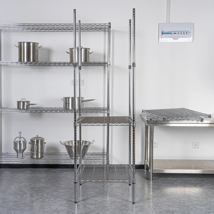 Restaurantware RW Base 74 Inch Chrome Shelf Posts, Stationary, with Leveling Foot - Restaurant Equipment and Smallwares - Canadian Distribution - Ships Free Within Canada on Orders Above CAD $199