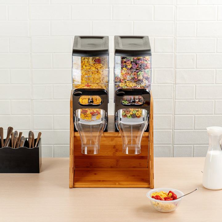 Restaurantware Met Lux Dispenser Stand, Bamboo, 13.75 x 15.50 x 13 Inch, Holds 2 Cereal Dispensers - Restaurant Equipment and Smallwares - Canadian Distribution - Ships Free Within Canada on Orders Above CAD $199