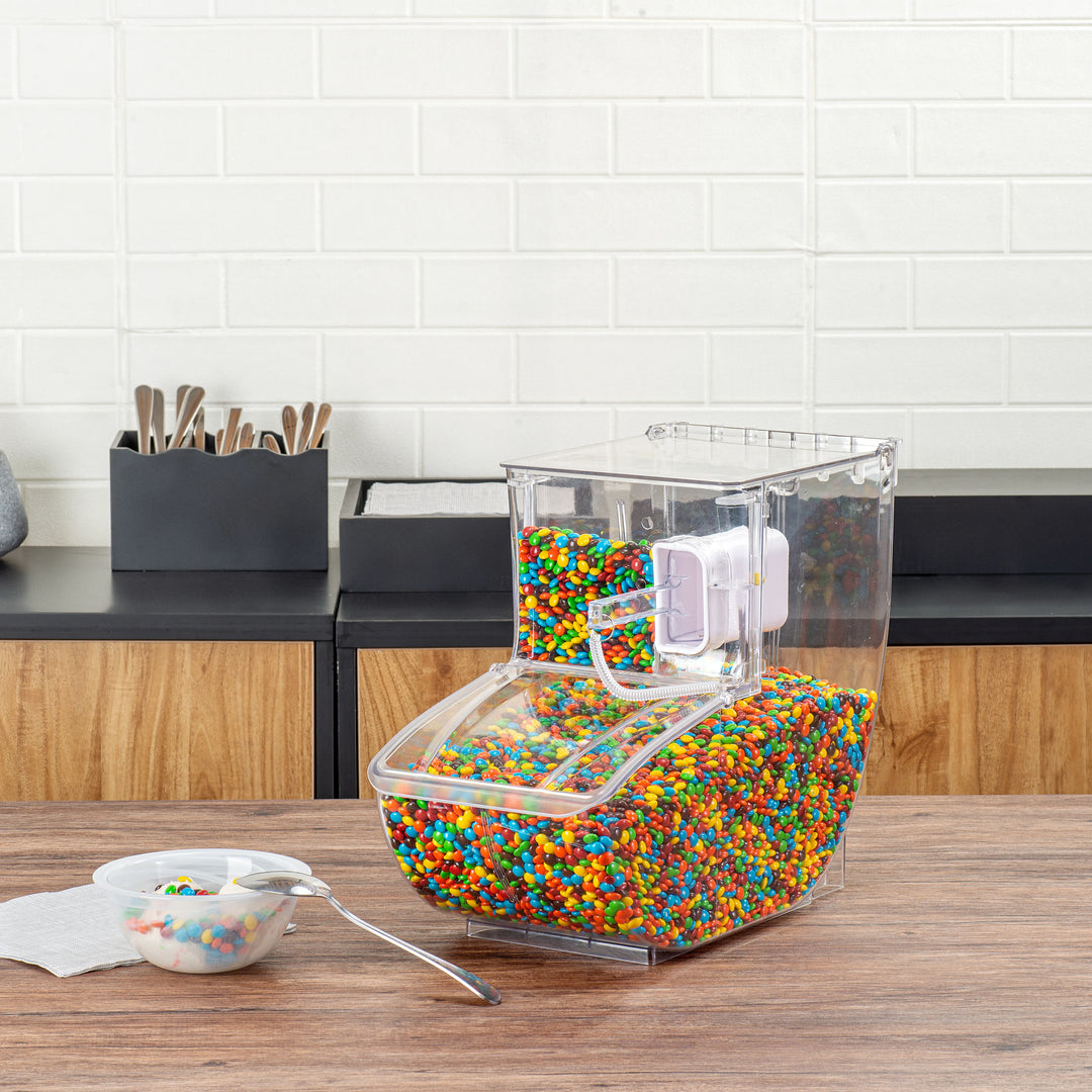 Restaurantware Met Lux 3 Gallon Topping Bin, Clear, Plastic, 13 x 15.75 x 7.75 Inch, with Scoop - 1 Unit/Case - Restaurant Equipment and Smallwares - Canadian Distribution - Ships Free Within Canada on Orders Above CAD $199