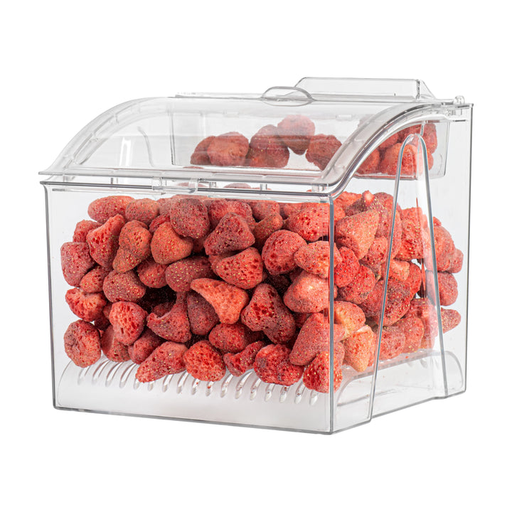 Restaurantware Met Lux 1.50 Gallon Topping Bin, Clear, Plastic, 7.75 x 6.75 x 7.75 Inch, with Scoop - Restaurant Equipment and Smallwares - Canadian Distribution - Ships Free Within Canada on Orders Above CAD $199