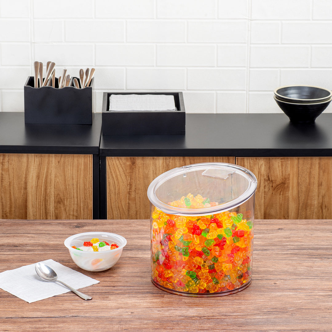 Restaurantware Met Lux 2.60 Gallon Storage Jars, Clear, Plastic, 9.75 x 9.75 x 8.25 Inch - Restaurant Equipment and Smallwares - Canadian Distribution - Ships Free Within Canada on Orders Above CAD $199
