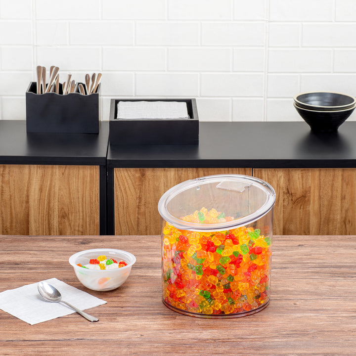 Restaurantware Met Lux 2.60 Gallon Storage Jars, Clear, Plastic, 9.75 x 9.75 x 8.25 Inch - Restaurant Equipment and Smallwares - Canadian Distribution - Ships Free Within Canada on Orders Above CAD $199