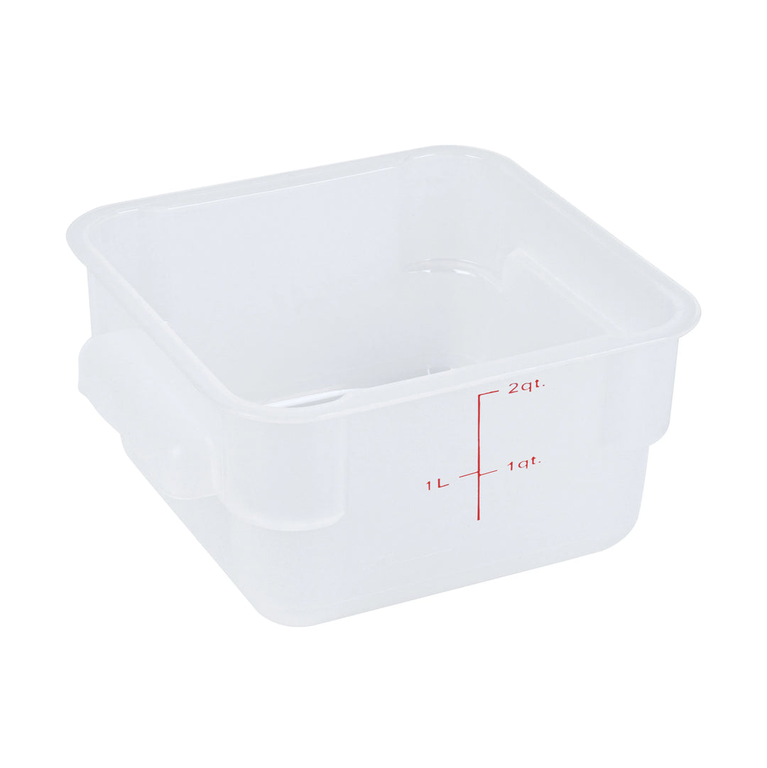 Restaurantware Met Lux 2 Quart Square Food Storage Containers, Translucent, 7 x 7 x 4 Inch, with Green Volume Markers - Restaurant Equipment and Smallwares - Canadian Distribution