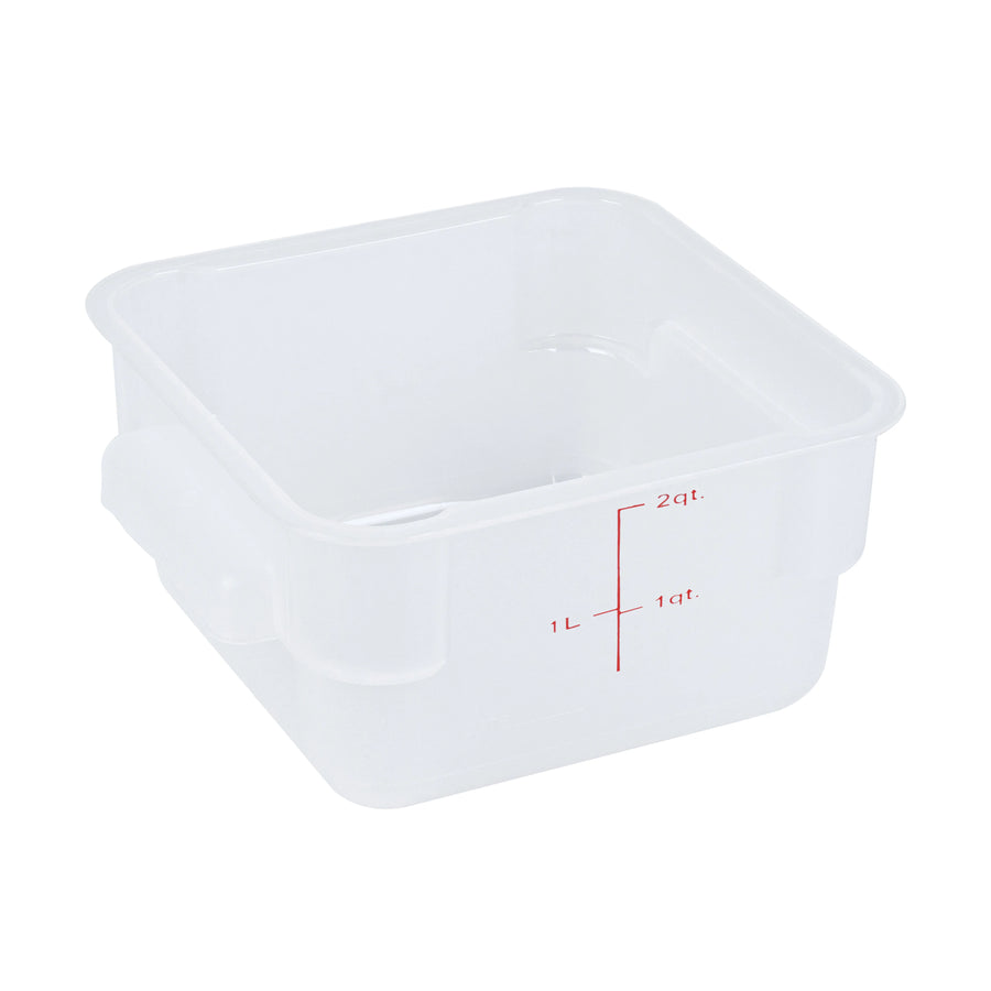 Restaurantware Met Lux 2 Quart Square Food Storage Containers, Translucent, 7 x 7 x 4 Inch, with Green Volume Markers - Restaurant Equipment and Smallwares - Canadian Distribution