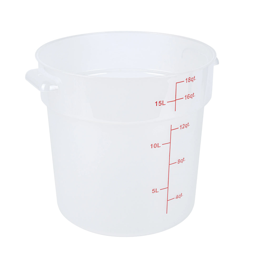 Restaurantware Met Lux 18 Quart Round Food Storage Containers, Translucent, 12.25 x 12.25 x 12 Inch, with Red Volume Markers - Restaurant Equipment and Smallwares - Canadian Distribution