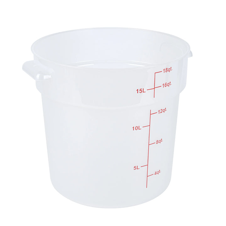 Restaurantware Met Lux 18 Quart Round Food Storage Containers, Translucent, 12.25 x 12.25 x 12 Inch, with Red Volume Markers - Restaurant Equipment and Smallwares - Canadian Distribution