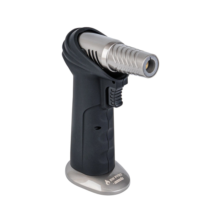 Restaurantware RW Pyro 4.25 x 2.75 x 6 Inch Butane Kitchen Torch, Black, with Adjustable Dial & Rotating Angle - Restaurant Equipment and Smallwares - Canadian Distribution