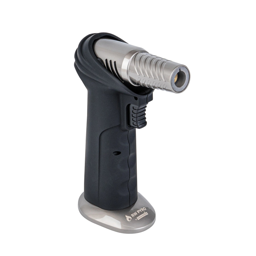 Restaurantware RW Pyro 4.25 x 2.75 x 6 Inch Butane Kitchen Torch, Black, with Adjustable Dial & Rotating Angle - Restaurant Equipment and Smallwares - Canadian Distribution