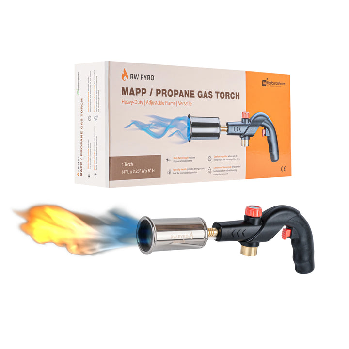 Restaurantware RW Pyro 14 x 2.25 x 5 Inch MAPP & Propane Torch, Black, with Adjustable Dial - Restaurant Equipment and Smallwares - Canadian Distribution - Ships Free Within Canada on Orders Above CAD $199