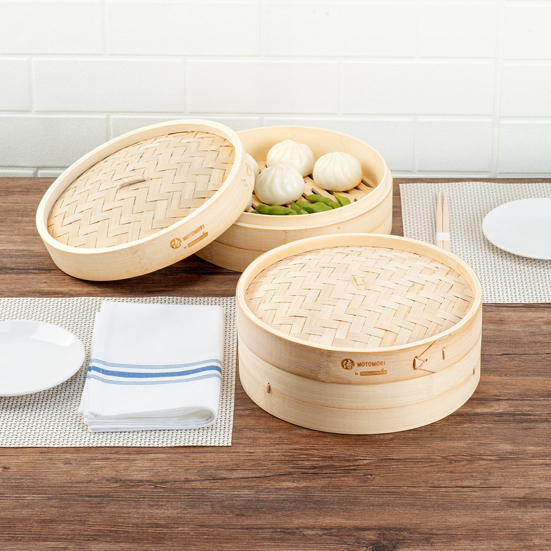 Restaurantware Motomori 10 x 10 x 4 Inch Steamer, Bamboo, Natural - Restaurant Equipment and Smallwares - Canadian Distribution - Ships Free Within Canada on Orders Above CAD $199