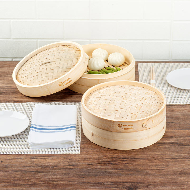 Restaurantware Motomori 10 x 10 x 4 Inch Steamer, Bamboo, Natural - Restaurant Equipment and Smallwares - Canadian Distribution - Ships Free Within Canada on Orders Above CAD $199