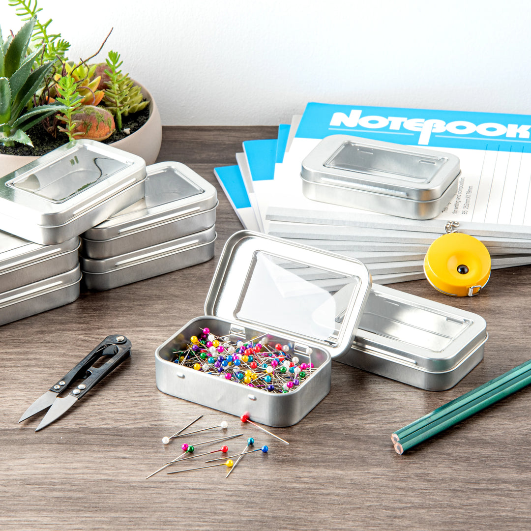Restaurantware RW Base 4oz Silver Rectangular Tin Containers, with Window Lid - Restaurant Equipment and Smallwares - Canadian Distribution - Ships Free Within Canada on Orders Above CAD $199