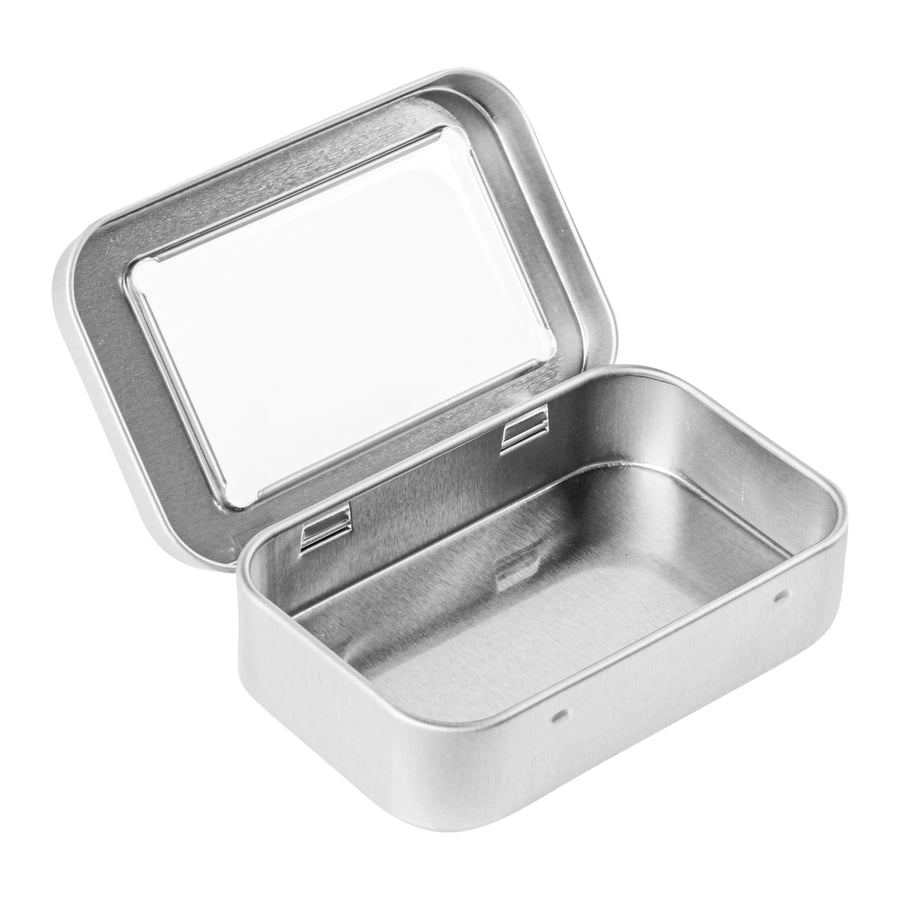 Restaurantware RW Base 4oz Silver Rectangular Tin Containers, with Window Lid - Restaurant Equipment and Smallwares - Canadian Distribution