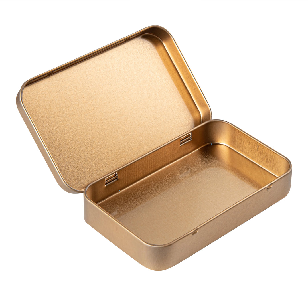 Restaurantware RW Base 6oz Gold Rectangular Tin Containers, with Hinged Lid - Restaurant Equipment and Smallwares - Canadian Distribution