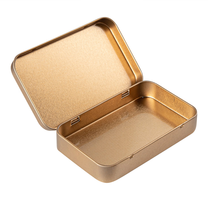 Restaurantware RW Base 6oz Gold Rectangular Tin Containers, with Hinged Lid - Restaurant Equipment and Smallwares - Canadian Distribution