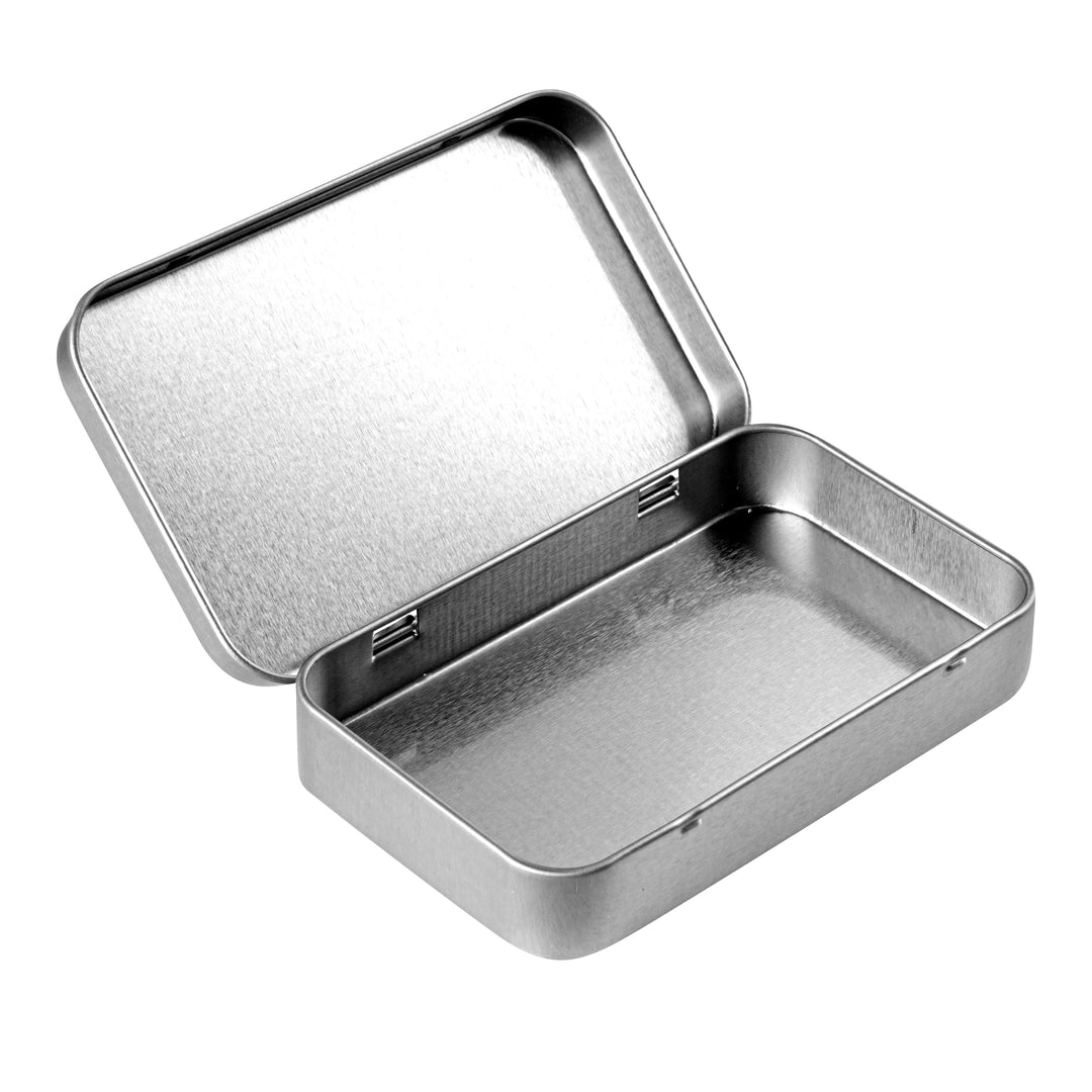 Restaurantware RW Base 6oz Silver Rectangular Tin Containers, with Hinged Lid - Restaurant Equipment and Smallwares - Canadian Distribution
