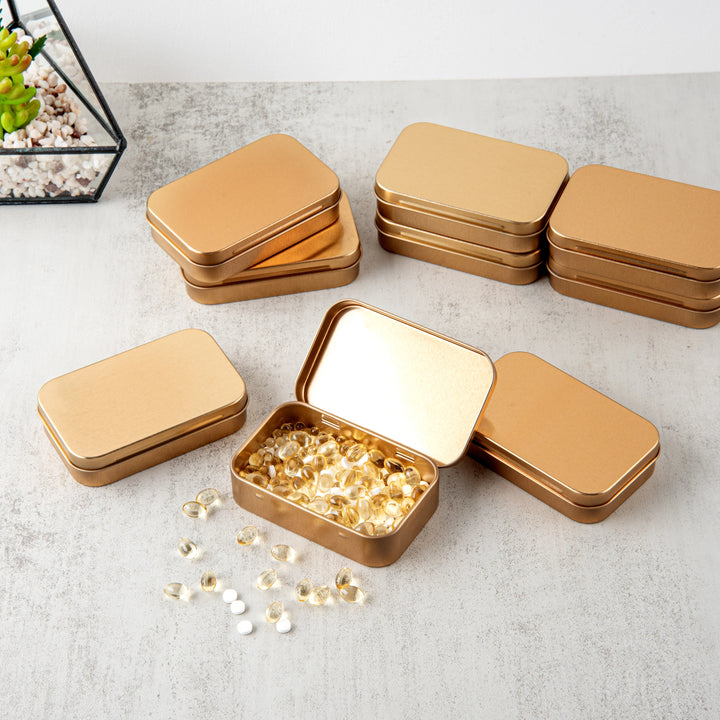 Restaurantware RW Base 4oz Gold Rectangular Tin Containers, with Hinged Lid - Restaurant Equipment and Smallwares - Canadian Distribution - Ships Free Within Canada on Orders Above CAD $199