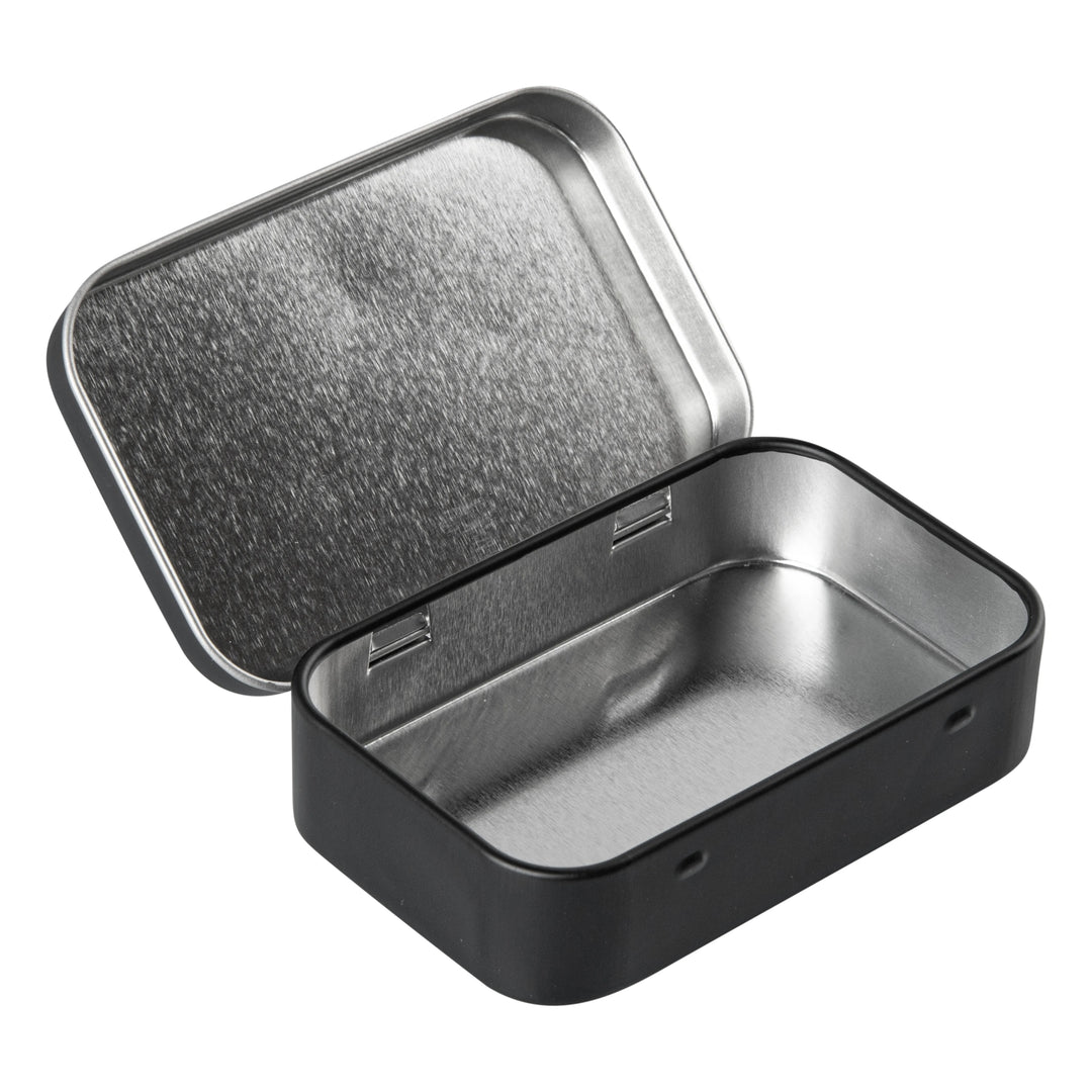 Restaurantware RW Base 4oz Black Rectangular Tin Containers, with Hinged Lid - Restaurant Equipment and Smallwares - Canadian Distribution