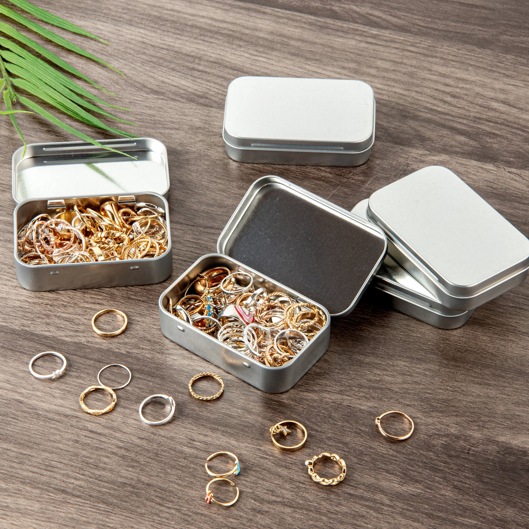 Restaurantware RW Base 4oz Silver Rectangular Tin Containers, with Hinged Lid - Restaurant Equipment and Smallwares - Canadian Distribution - Ships Free Within Canada on Orders Above CAD $199
