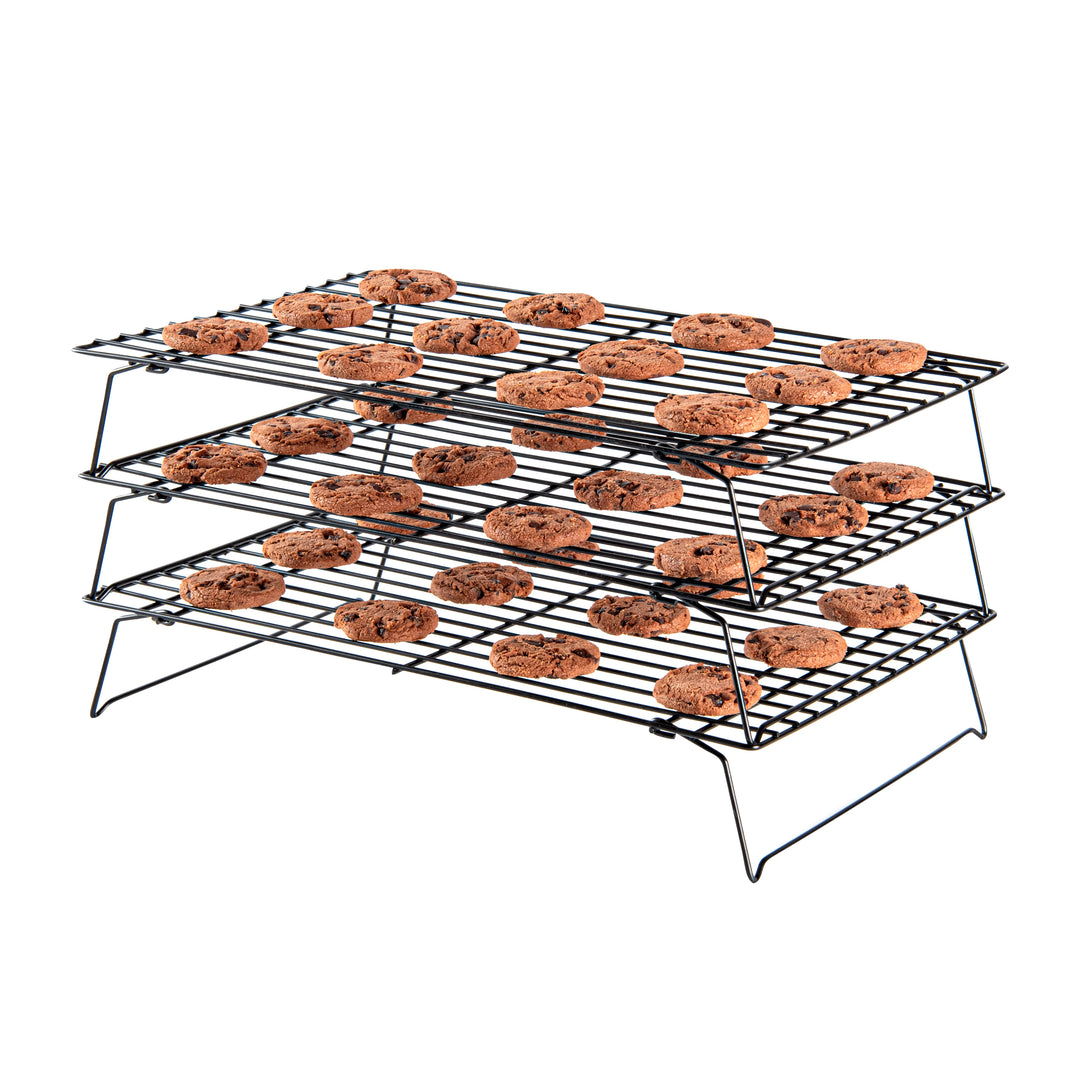 Restaurantware Met Lux 3-Tier Stackable Wire Cooling Rack Set, Black, Iron, 15.75 x 9.75 x 8.25In - Restaurant Equipment and Smallwares - Canadian Distribution - Ships Free Within Canada on Orders Above CAD $199