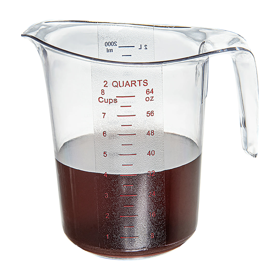 Restaurantware RW Base 2Qt Clear Plastic Measuring Cup, 7.75 x 6 x 7.50In - Restaurant Equipment and Smallwares - Canadian Distribution - Ships Free Within Canada on Orders Above CAD $199