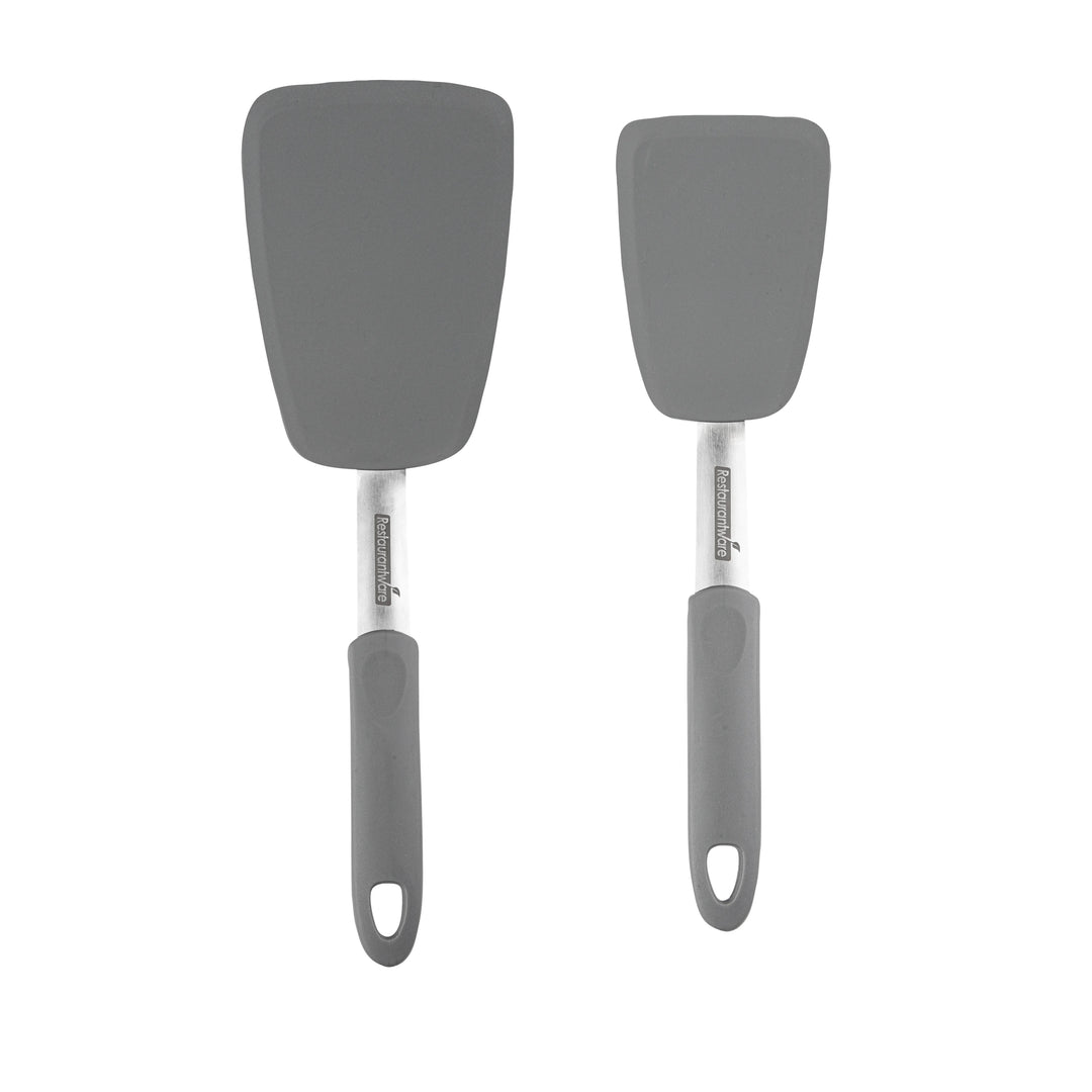 Restaurantware Comfy Grip 2-Piece Solid Turner Set, Gray, Silicone - Restaurant Equipment and Smallwares - Canadian Distribution - Ships Free Within Canada on Orders Above CAD $199