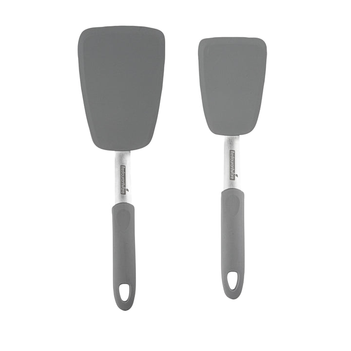 Restaurantware Comfy Grip 2-Piece Solid Turner Set, Gray, Silicone - Restaurant Equipment and Smallwares - Canadian Distribution - Ships Free Within Canada on Orders Above CAD $199
