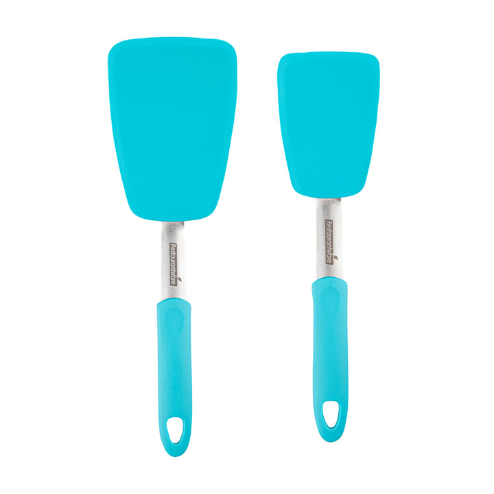 Restaurantware Comfy Grip 2-Piece Solid Turner Set, Turquoise, Silicone - Restaurant Equipment and Smallwares - Canadian Distribution - Ships Free Within Canada on Orders Above CAD $199