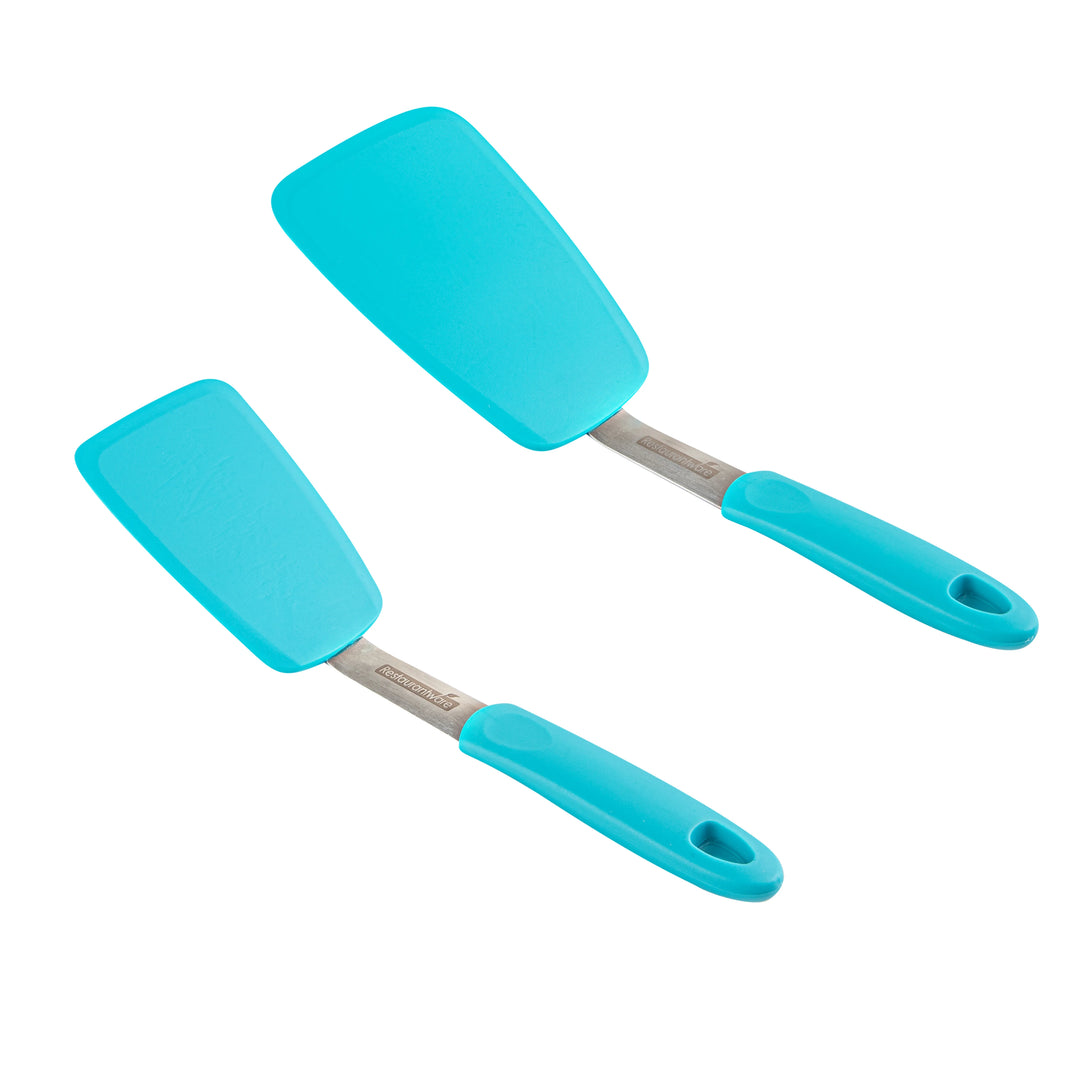 Restaurantware Comfy Grip 2-Piece Solid Turner Set, Turquoise, Silicone - Restaurant Equipment and Smallwares - Canadian Distribution