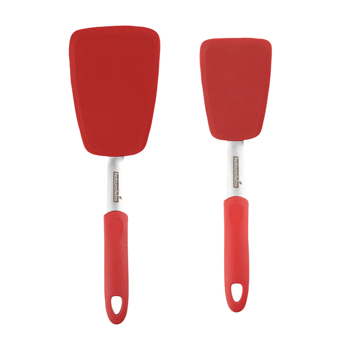 Restaurantware Comfy Grip 2-Piece Solid Turner Set, Red, Silicone - Restaurant Equipment and Smallwares - Canadian Distribution - Ships Free Within Canada on Orders Above CAD $199