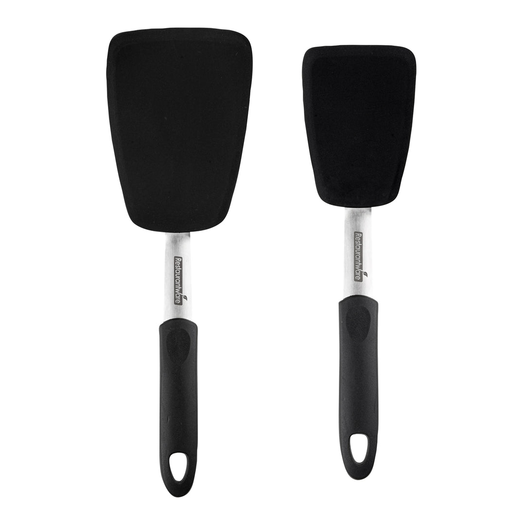Restaurantware Comfy Grip 2-Piece Solid Turner Set, Black, Silicone - Restaurant Equipment and Smallwares - Canadian Distribution - Ships Free Within Canada on Orders Above CAD $199