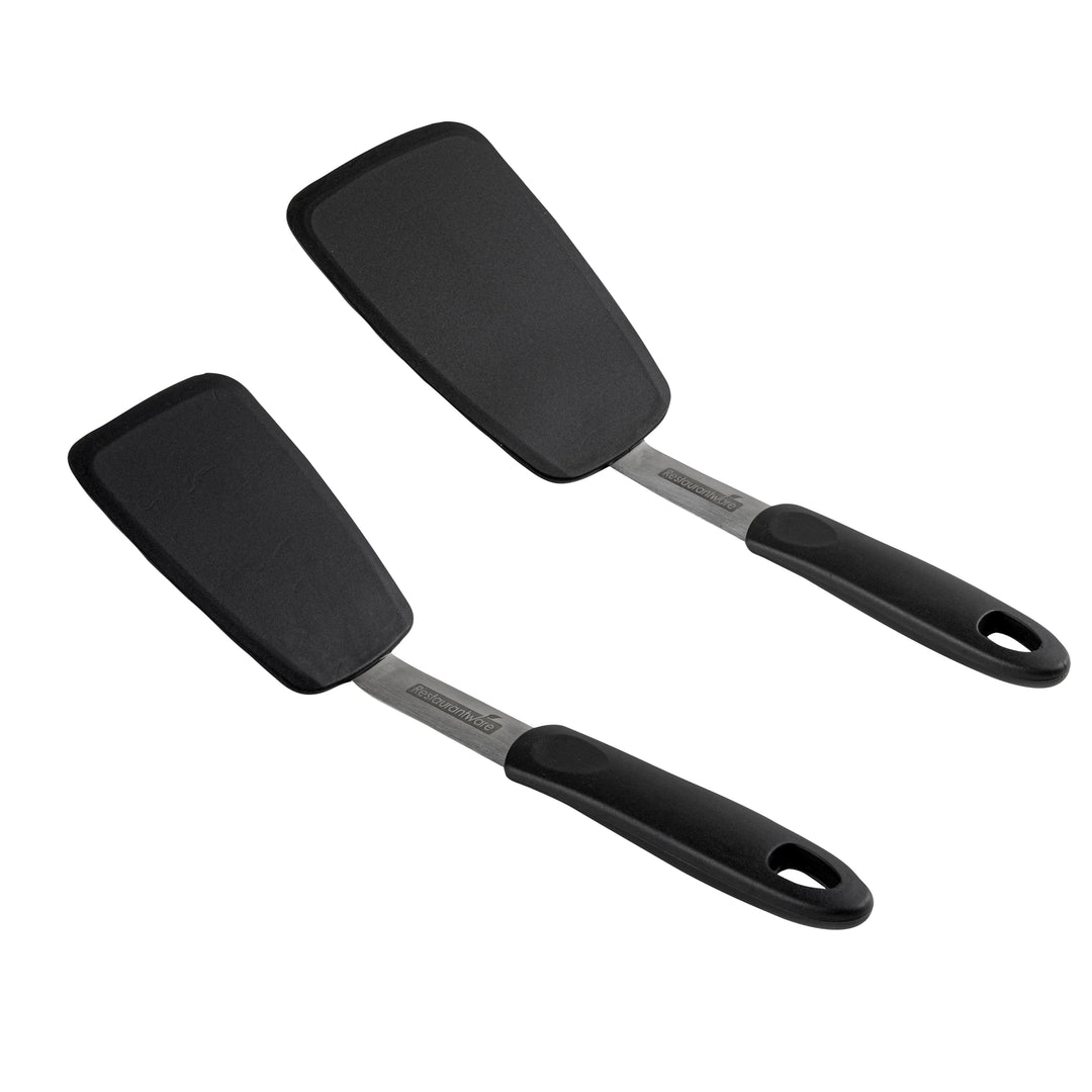 Restaurantware Comfy Grip 2-Piece Solid Turner Set, Black, Silicone - Restaurant Equipment and Smallwares - Canadian Distribution