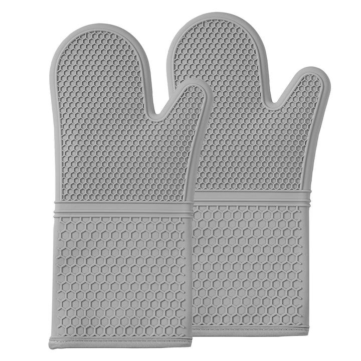 Restaurantware Comfy Grip Gray SIlicone Oven Mitt Set, Heat-Resistant, 14 x 7.25 x 1.50In - Restaurant Equipment and Smallwares - Canadian Distribution