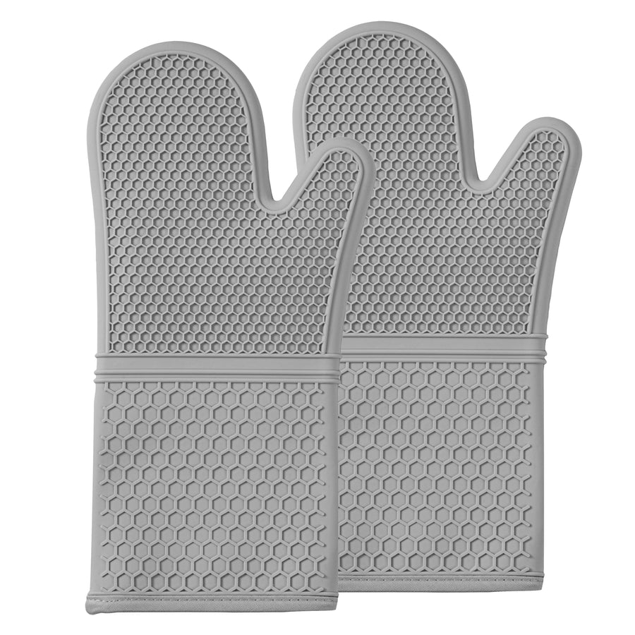 Restaurantware Comfy Grip Gray SIlicone Oven Mitt Set, Heat-Resistant, 14 x 7.25 x 1.50In - Restaurant Equipment and Smallwares - Canadian Distribution