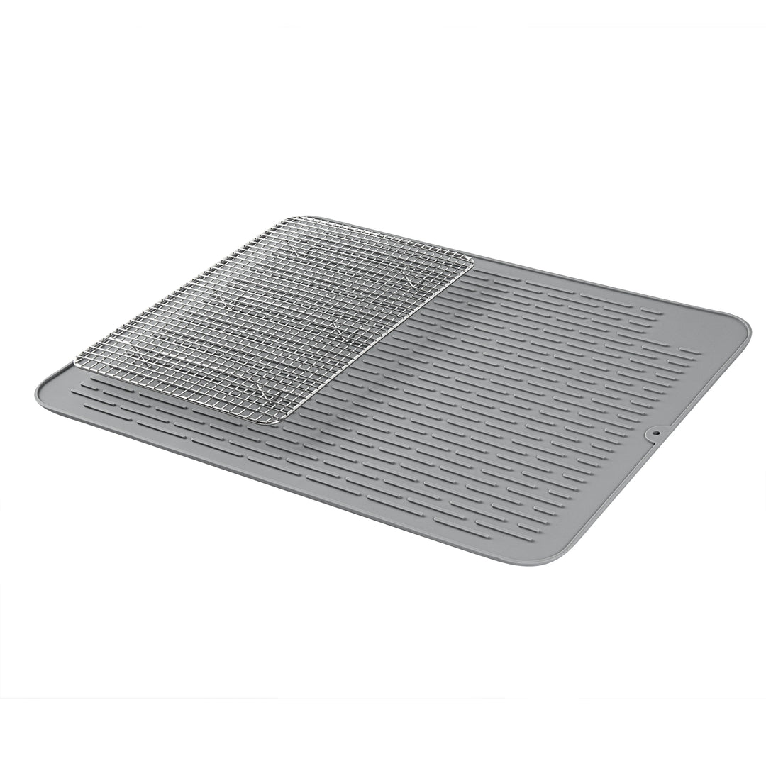 Restaurantware Comfy Grip Gray Silicone Drying Mat, Rectangular, 23 x 18In - Restaurant Equipment and Smallwares - Canadian Distribution - Ships Free Within Canada on Orders Above CAD $199