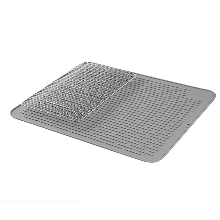 Restaurantware Comfy Grip Gray Silicone Drying Mat, Rectangular, 23 x 18In - Restaurant Equipment and Smallwares - Canadian Distribution - Ships Free Within Canada on Orders Above CAD $199