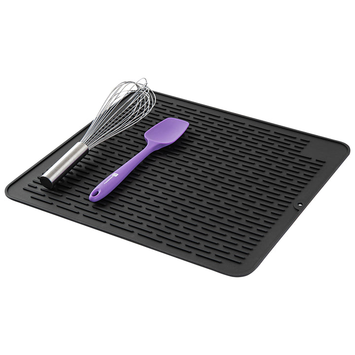 Restaurantware Comfy Grip Black Silicone Drying Mat, Rectangular, 17.75 x 15.75In - Restaurant Equipment and Smallwares - Canadian Distribution - Ships Free Within Canada on Orders Above CAD $199