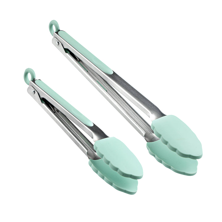 Restaurantware Met Lux Teal Stainless Steel Scalloped Tong Set, 12 x 1.75 x 2In - Restaurant Equipment and Smallwares - Canadian Distribution