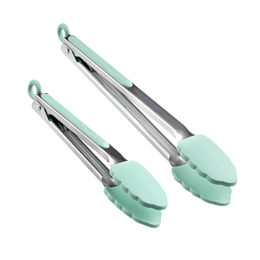 Restaurantware Met Lux Teal Stainless Steel Scalloped Tong Set, 12 x 1.75 x 2In - Restaurant Equipment and Smallwares - Canadian Distribution