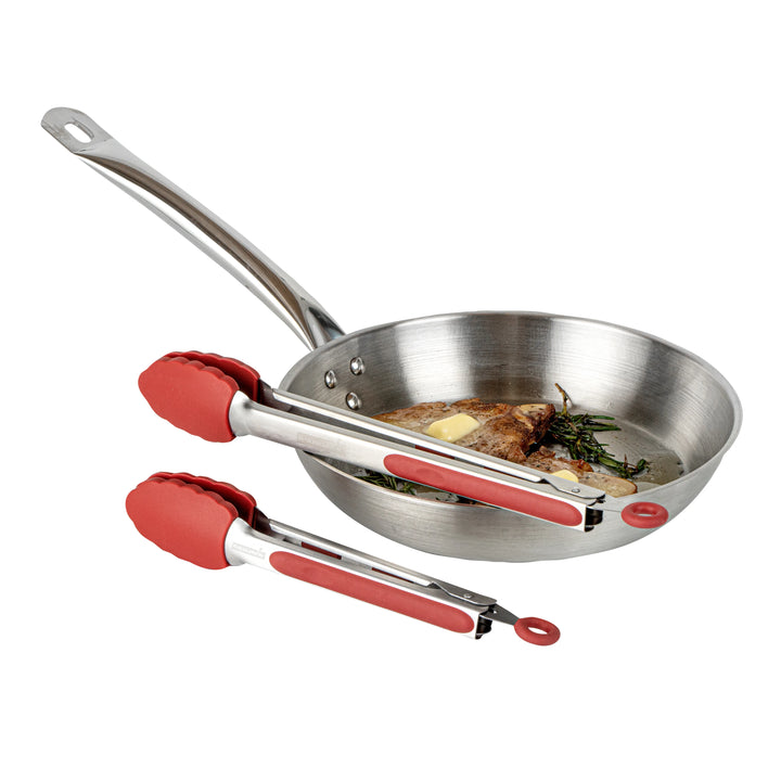 Restaurantware Met Lux Red Stainless Steel Scalloped Tong Set, 12 x 1.75 x 2In - Restaurant Equipment and Smallwares - Canadian Distribution - Ships Free Within Canada on Orders Above CAD $199