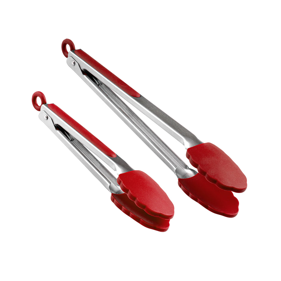 Restaurantware Met Lux Red Stainless Steel Scalloped Tong Set, 12 x 1.75 x 2In - Restaurant Equipment and Smallwares - Canadian Distribution
