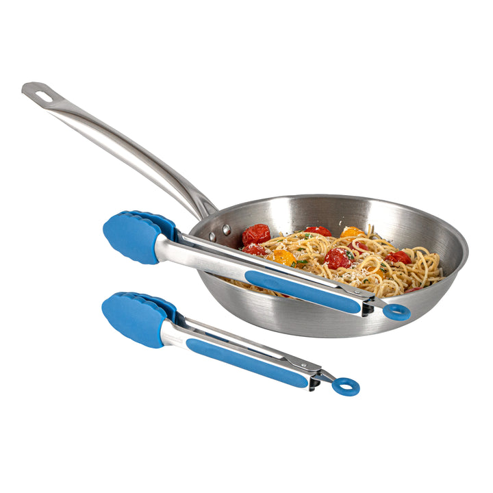 Restaurantware Met Lux Blue Stainless Steel Scalloped Tong Set, 12 x 1.75 x 2In - Restaurant Equipment and Smallwares - Canadian Distribution - Ships Free Within Canada on Orders Above CAD $199