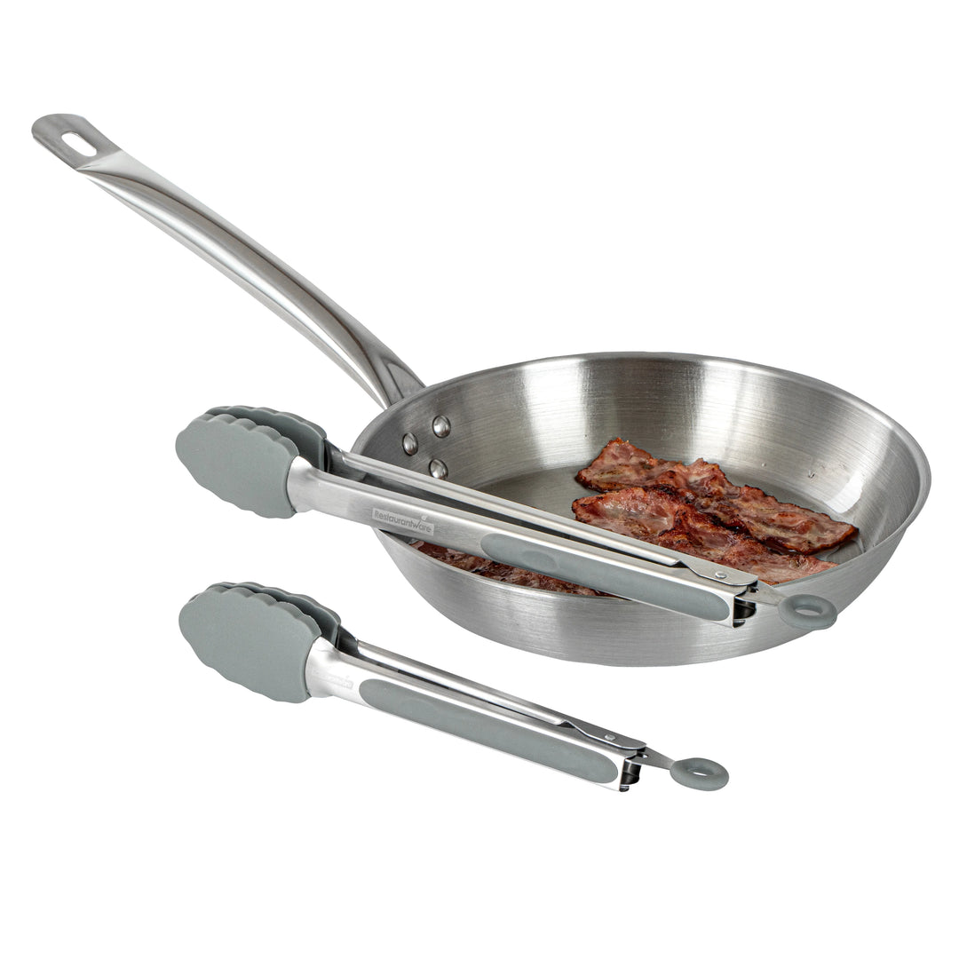 Restaurantware Met Lux Gray Stainless Steel Scalloped Tong Set, 12 x 1.75 x 2In - Restaurant Equipment and Smallwares - Canadian Distribution - Ships Free Within Canada on Orders Above CAD $199