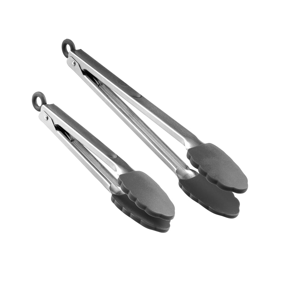 Restaurantware Met Lux Gray Stainless Steel Scalloped Tong Set, 12 x 1.75 x 2In - Restaurant Equipment and Smallwares - Canadian Distribution