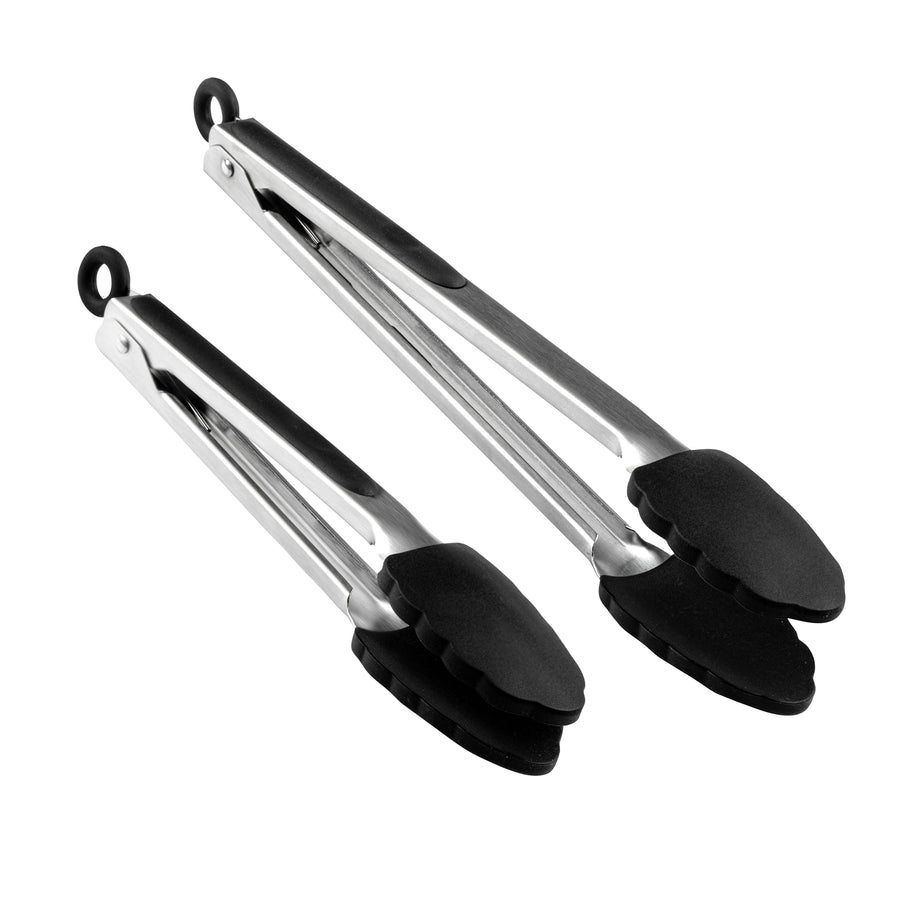 Restaurantware Met Lux Black Stainless Steel Scalloped Tong Set, 12 x 1.75 x 2In - Restaurant Equipment and Smallwares - Canadian Distribution