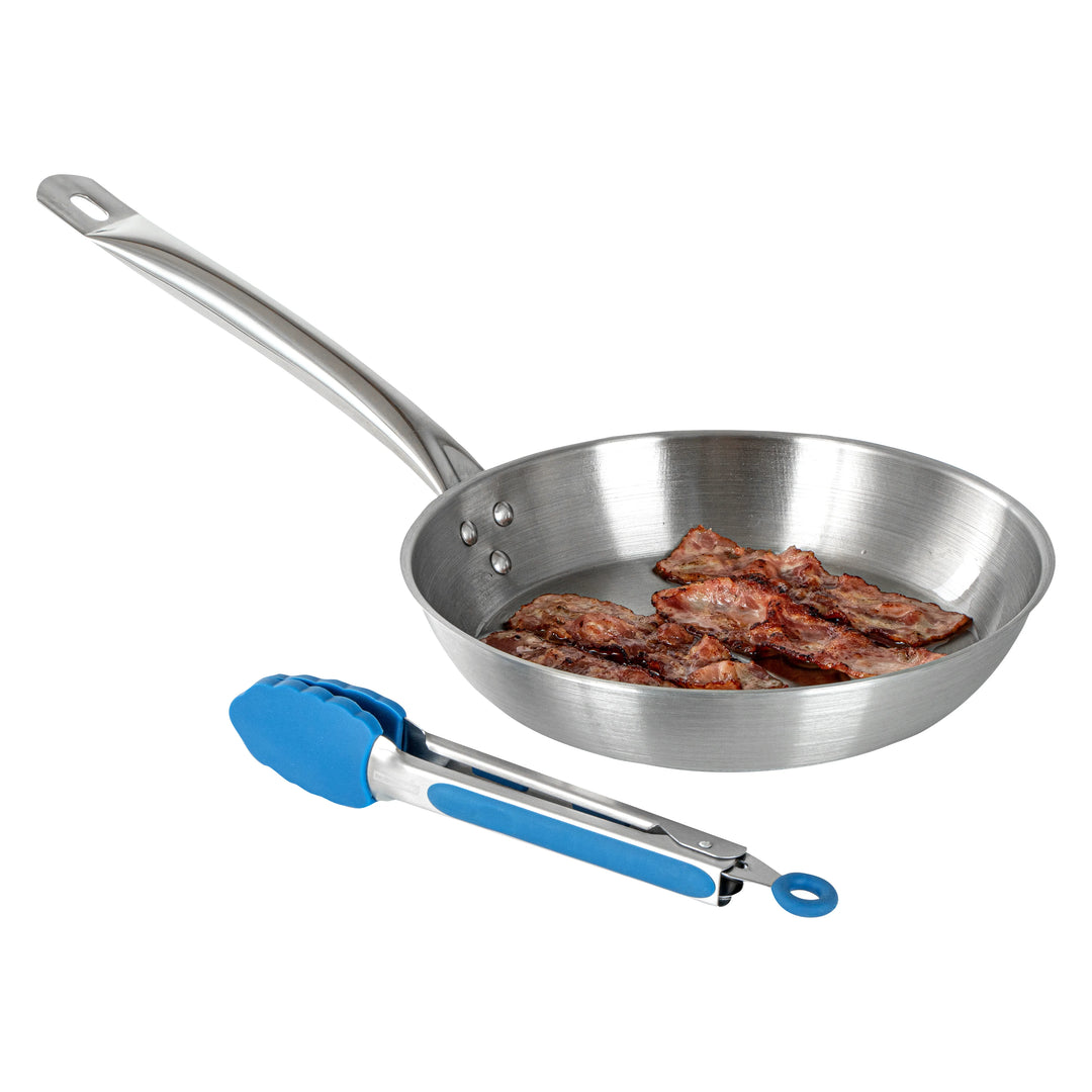Restaurantware Met Lux Blue Stainless Steel Scalloped Tong, 9 x 1.50 x 1In - Restaurant Equipment and Smallwares - Canadian Distribution - Ships Free Within Canada on Orders Above CAD $199