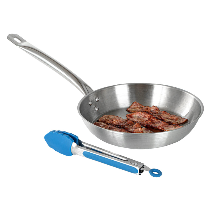 Restaurantware Met Lux Blue Stainless Steel Scalloped Tong, 9 x 1.50 x 1In - Restaurant Equipment and Smallwares - Canadian Distribution - Ships Free Within Canada on Orders Above CAD $199